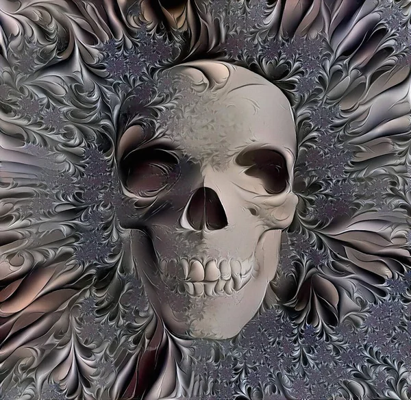 Arte Oscuro Calavera Humana Renderizado —  Fotos de Stock