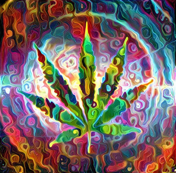 Marihuana Leaf Abstract Painting — Stock Photo, Image