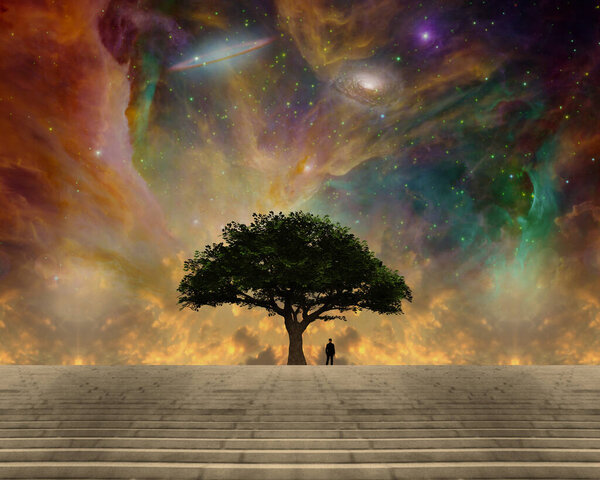 Tree of life in surreal scene
