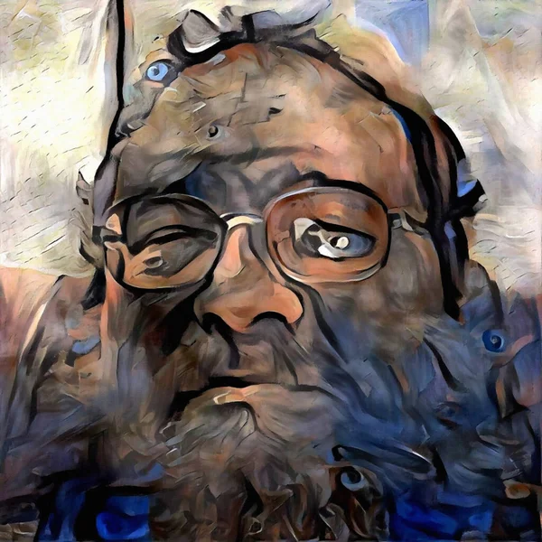 Абстрактний Живопис Людина Портретом Бороди Візуалізація — стокове фото