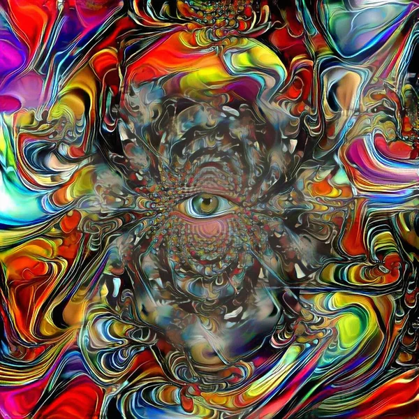 Todos Ver Olhos Pintura Abstrata Renderização — Fotografia de Stock