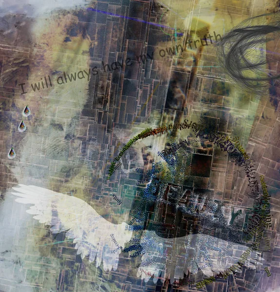 Abstrato Espiritual Moderno Fundo Grunge Escuro Com Asas Anjos Minha — Fotografia de Stock