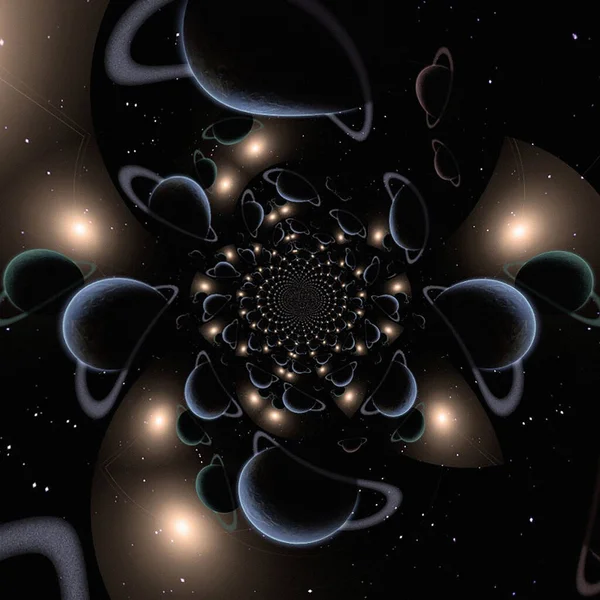 Planetary fractal. Endless dimensions. 3D rendering