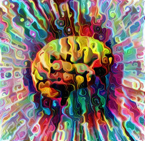 Das Menschliche Gehirn Abstrahiert Rendering — Stockfoto