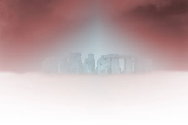 Paisaje Surrealista Stonehenge Niebla Renderizado — Foto de Stock