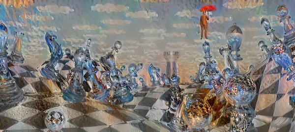 Сюрреалистичное Шахматное Искусство Рендеринг — стоковое фото