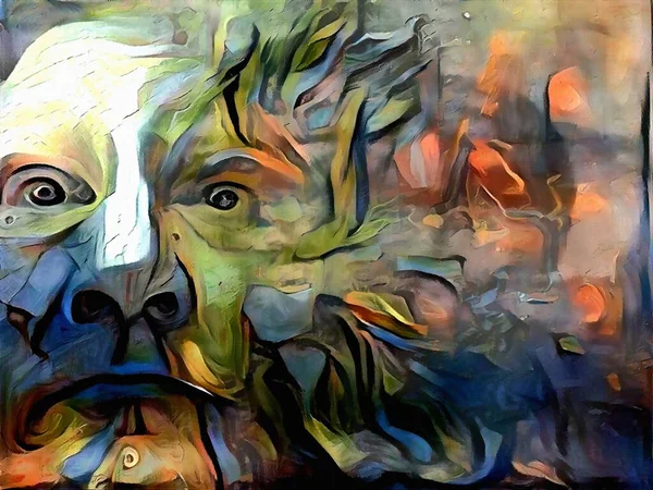 Абстрактная Живопись Мужской Портрет Рендеринг — стоковое фото