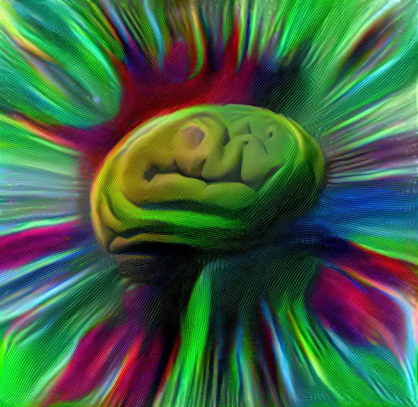 Mänsklig Hjärna Abstrakt Målning Rendering — Stockfoto