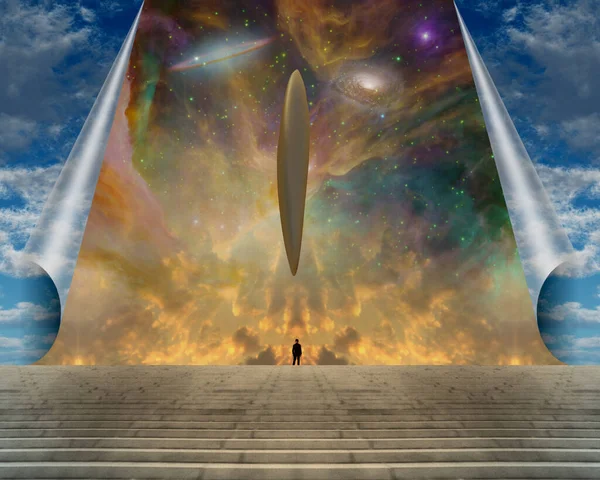 Giant Ufo Surreal Space Rendering — Stock Photo, Image