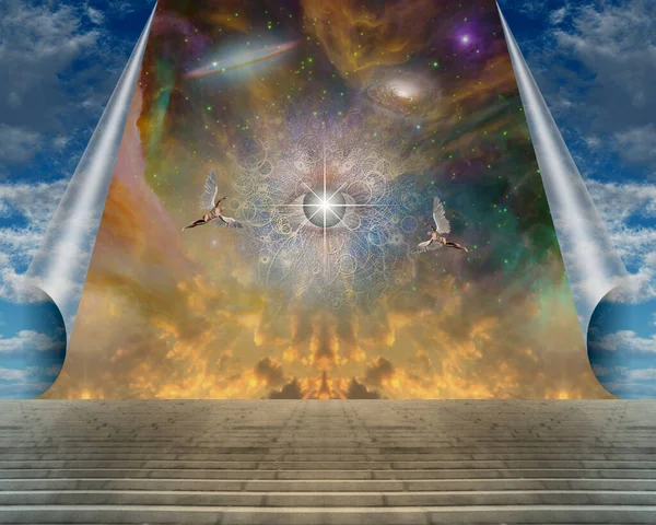 Oko Anioły Surrealistycznym Niebie — Zdjęcie stockowe