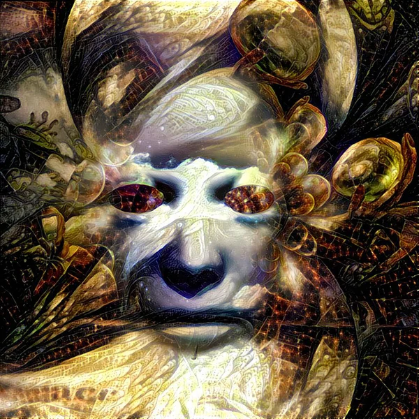 Pintura Abstracta Máscara Mujer Mística Renderizado — Foto de Stock