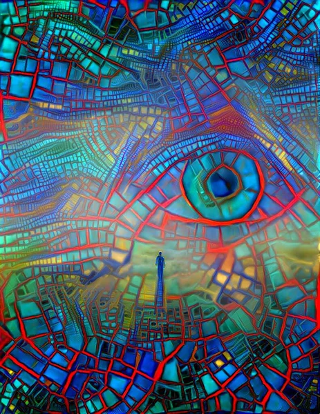 Mystické Oko Abstraktní Malba Moderní Digitální Umění — Stock fotografie