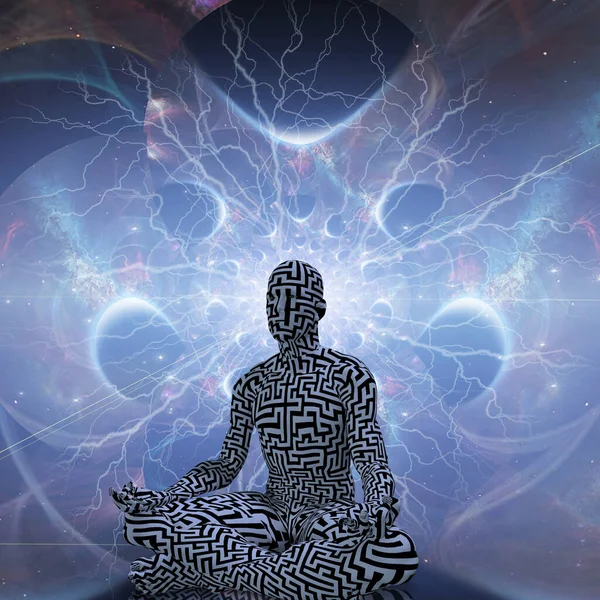 Meditasyonun Gücü Lotus Pozu Veren Adam Görüntüleme — Stok fotoğraf
