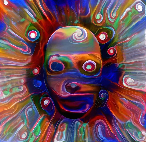 Mystic Mask Abstract Painting Rendering — Stock Photo, Image