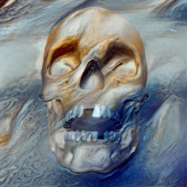 ダークアート 人間の頭蓋骨 3Dレンダリング — ストック写真
