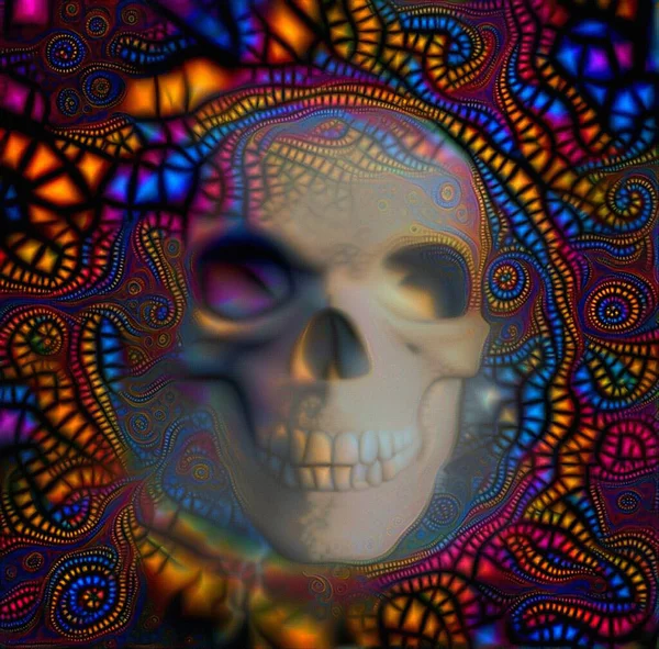 Arte Oscuro Calavera Humana Renderizado — Foto de Stock