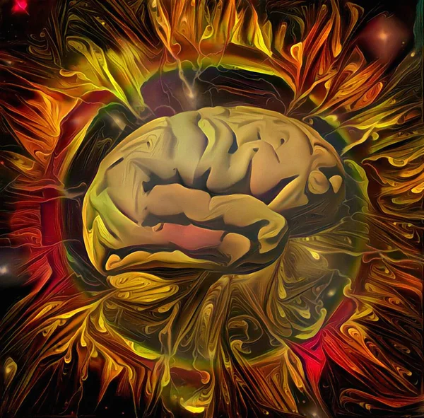 Abstrak Otak Manusia Perender — Stok Foto