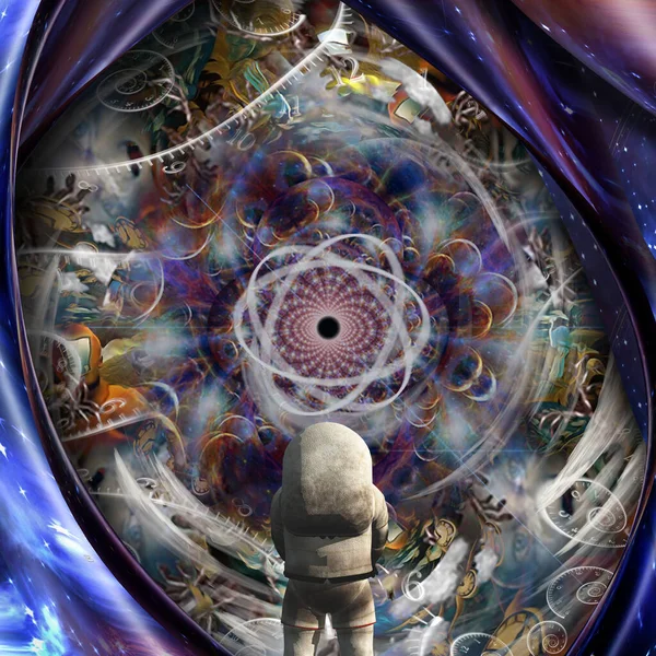 Astronauta Surrealistycznej Scenie — Zdjęcie stockowe