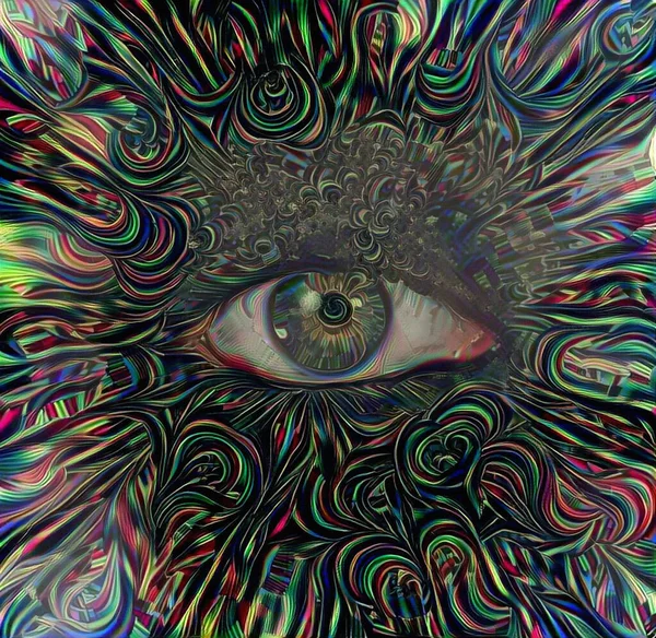 Alla Ser Eye Abstrakt Målning Rendering — Stockfoto