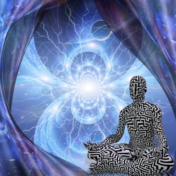 Meditasyonun Gücü Lotus Pozu Veren Adam Görüntüleme — Stok fotoğraf