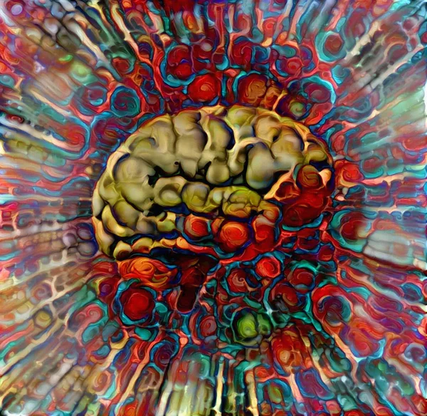 Abstract Painting Human Brain Rendering — Stock Photo, Image