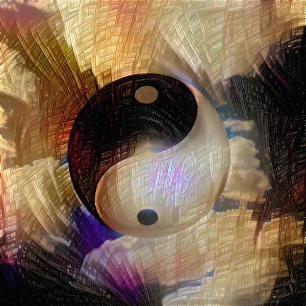 Segno Ying Yang Rendering — Foto Stock