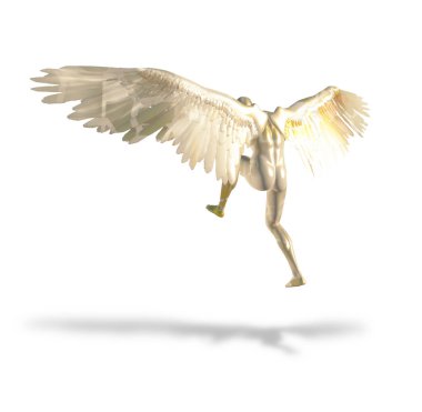 Melek, ilahi ışığı tutar. 3B görüntüleme