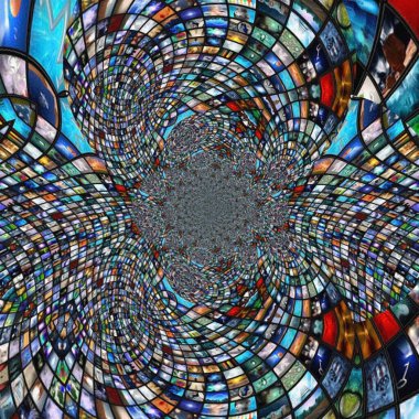 Medya tüneli. Dijital sanat fraktal. 3B görüntüleme