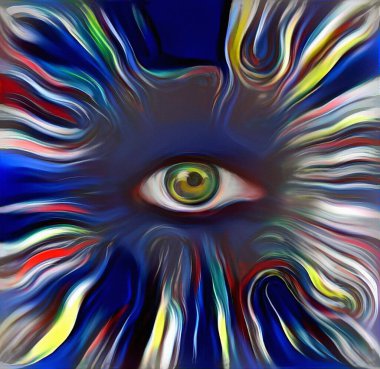 Hepsi Gören Göz. Soyut resim. 3B görüntüleme
