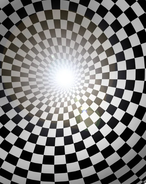 Modern Digital Art Checkered Tunnel Rendering — Stock Photo, Image