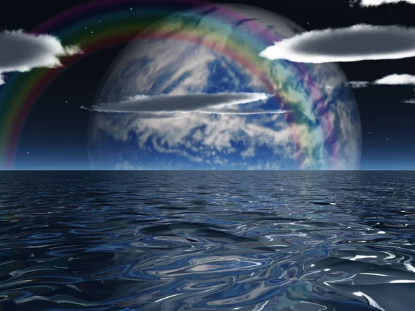 Ozean Auf Exoplaneten Rendering — Stockfoto