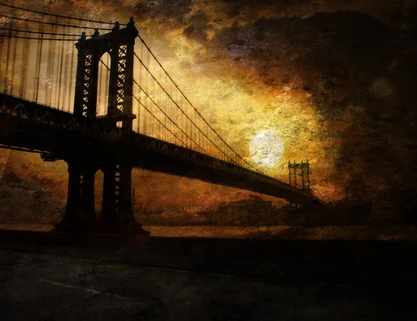 Ponte Manhattan Nova Iorque Renderização — Fotografia de Stock