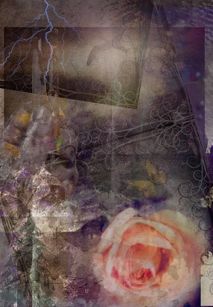Grunge Soyut Gül Çiçeği Görüntüleme — Stok fotoğraf