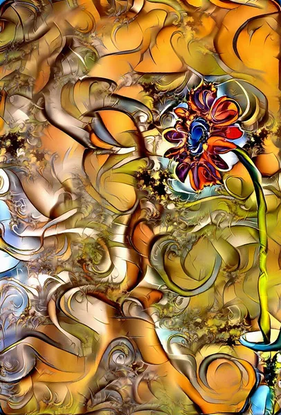 Flores Abstractas Pintura Digital Renderizado —  Fotos de Stock