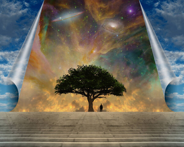 Tree of life in surreal scene