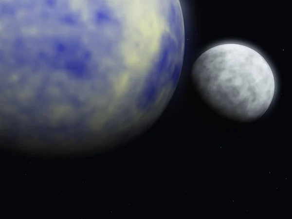 Exosolar Planet Und Mond Rendering — Stockfoto
