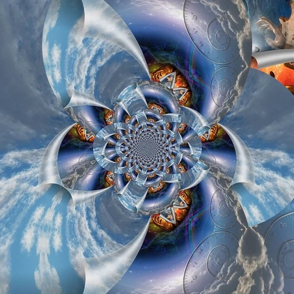 手と時間の螺旋は空の布を明らかにする 3Dレンダリング — ストック写真