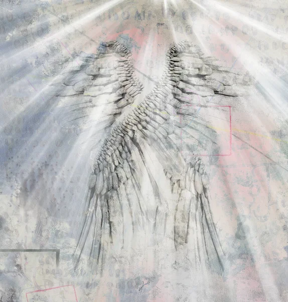 Arte Oscura Moderna Angel Wings Rendering — Foto Stock