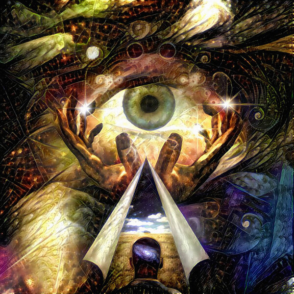 Before the eye of God. 3D rendering