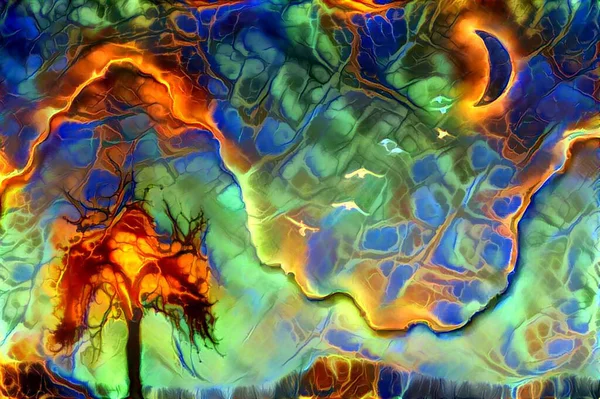 Абстрактное Искусство Дерево Луна Рендеринг — стоковое фото