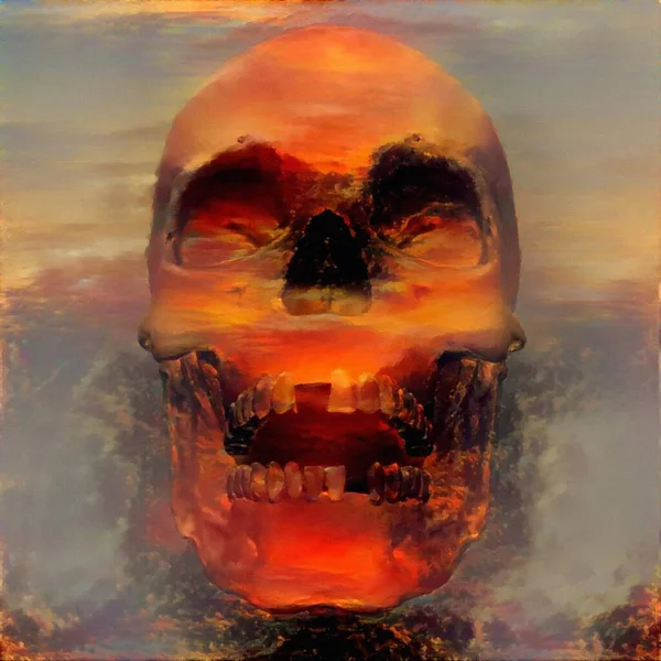 Dark Art Human Skull Rendering — Stock Photo, Image