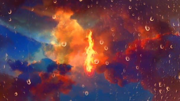 Oheň Obloze Surrealistické Mraky — Stock video