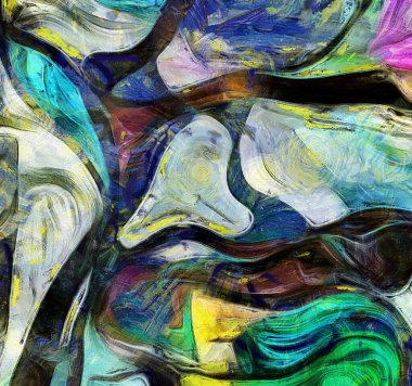 Dönen Şekiller, Renkler ve Çizgiler. 3B görüntüleme.