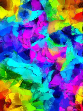 Colorful Abstract Brush Strokes. Oil Painting. 3D rendering