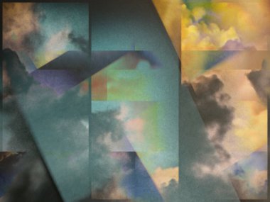 Üstüste binen dikdörtgen katmanlı renkli bulutlar