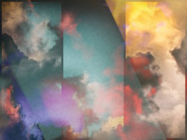 Üstüste binen dikdörtgen katmanlı renkli bulutlar