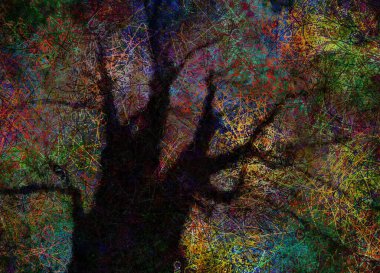 Renkli Soyut Ağaç. 3B görüntüleme