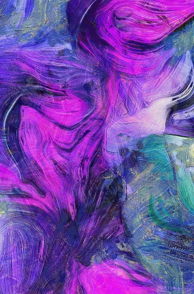 Pintura Abstrata Principalmente Tons Azul Roxo — Fotografia de Stock