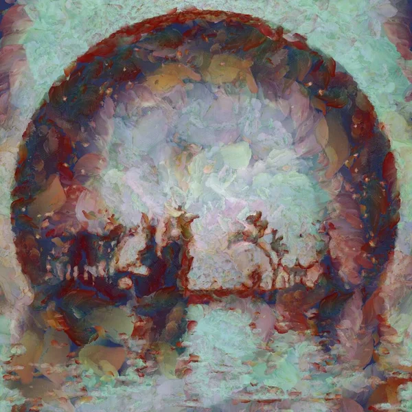 Живопись Азиатские Силуэты Набережной Гигантская Луна Горизонте — стоковое фото