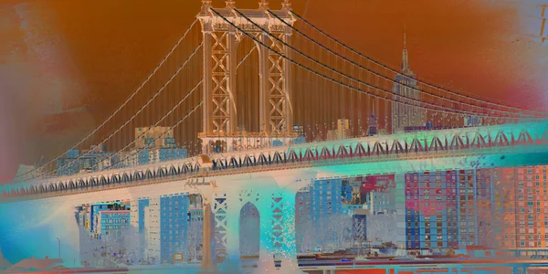 Moderne Kunst Manhattan Bridge Hafenblick — Stockfoto